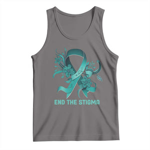 Sexual Assault Awareness Tank Top End The Stigma Teal Floral Ribbon TS02 Deep Heather Print Your Wear