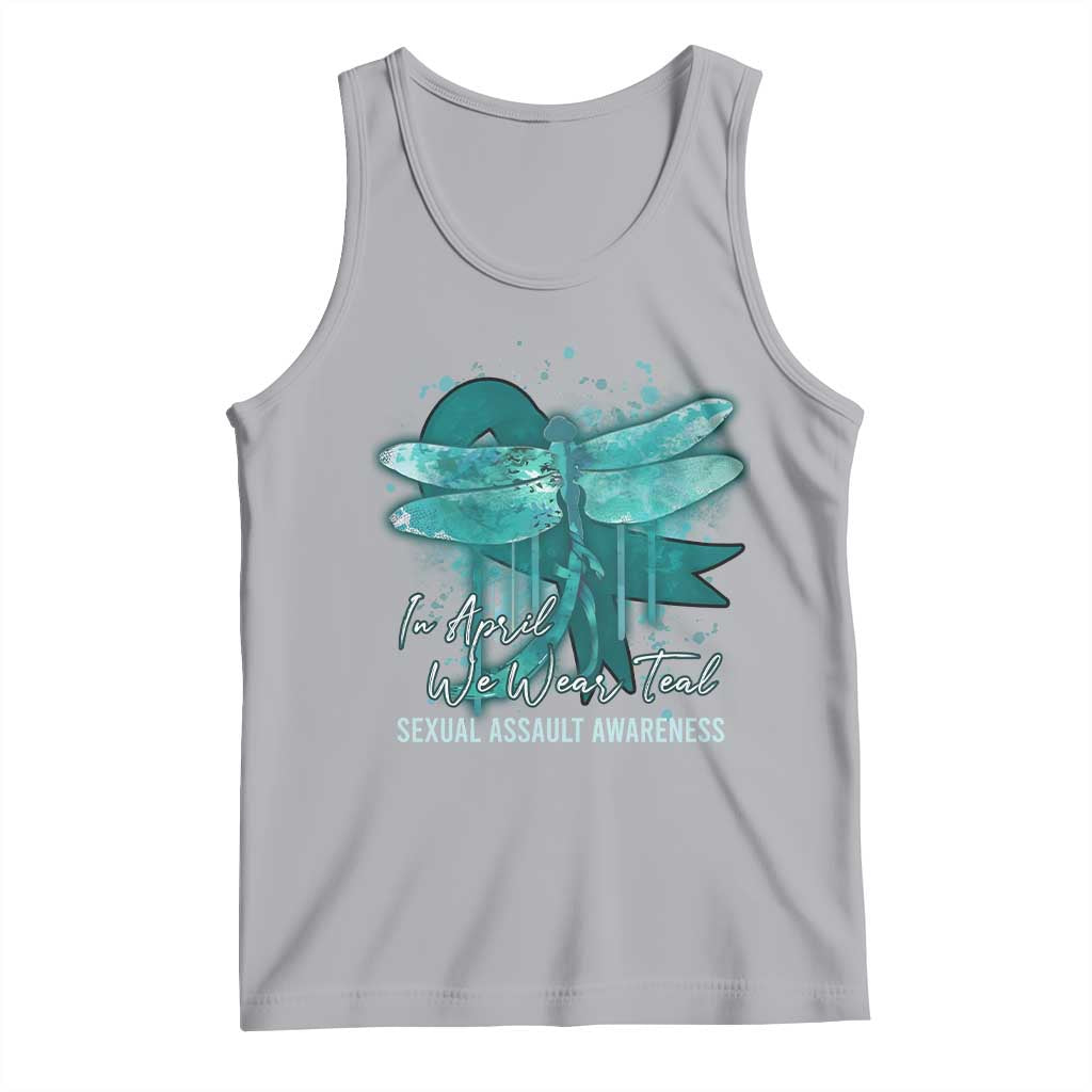 Sexual Assault Awareness Tank Top In April We Wear Teal Ribbon Butterfly TS02 Athletic Heather Print Your Wear