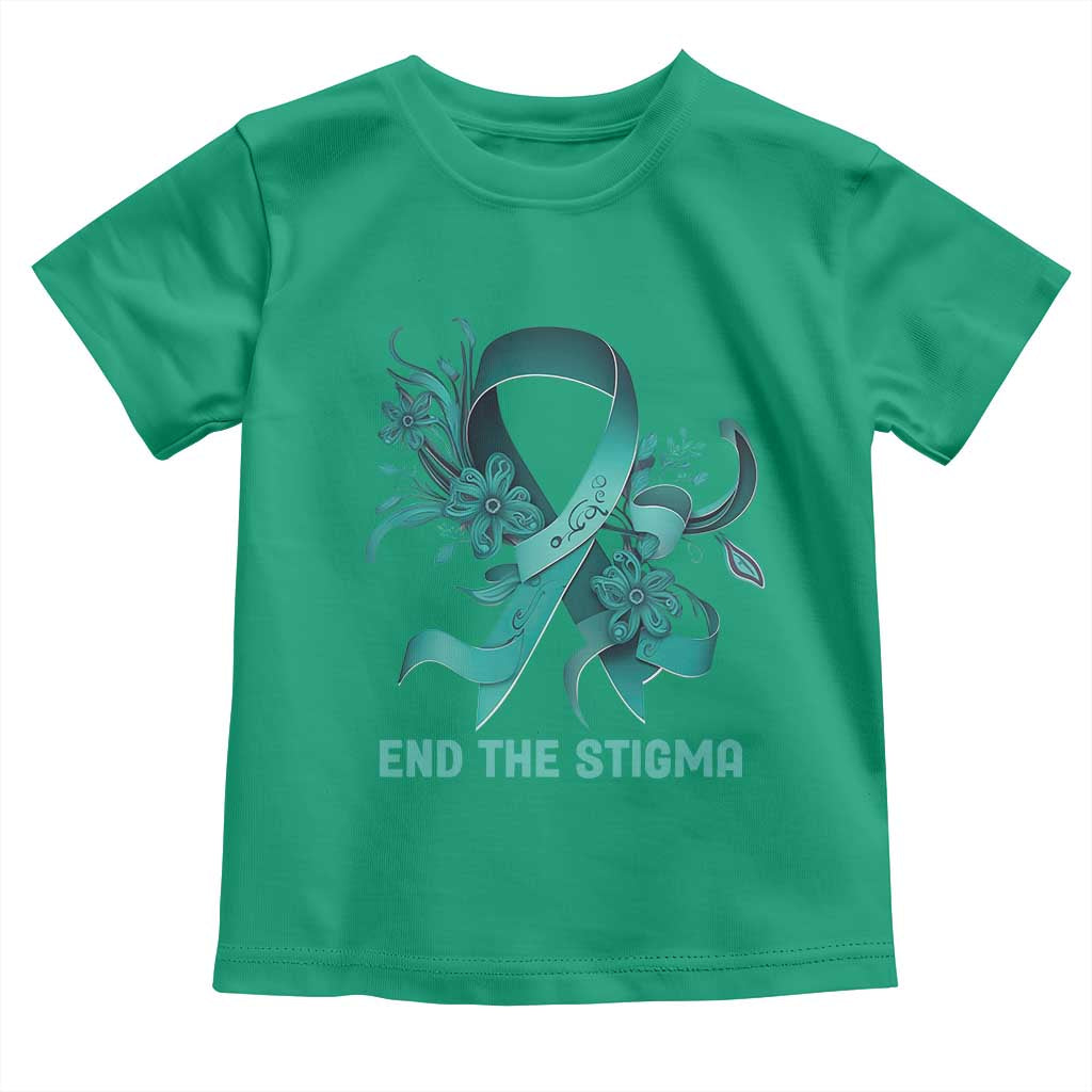 Sexual Assault Awareness Toddler T Shirt End The Stigma Teal Floral Ribbon TS02 Irish Green Print Your Wear