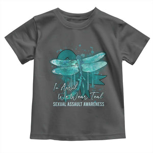 Sexual Assault Awareness Toddler T Shirt In April We Wear Teal Ribbon Butterfly TS02 Dark Heather Print Your Wear