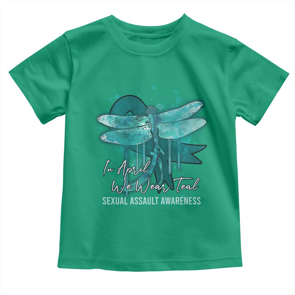 Sexual Assault Awareness Toddler T Shirt In April We Wear Teal Ribbon Butterfly TS02 Irish Green Print Your Wear