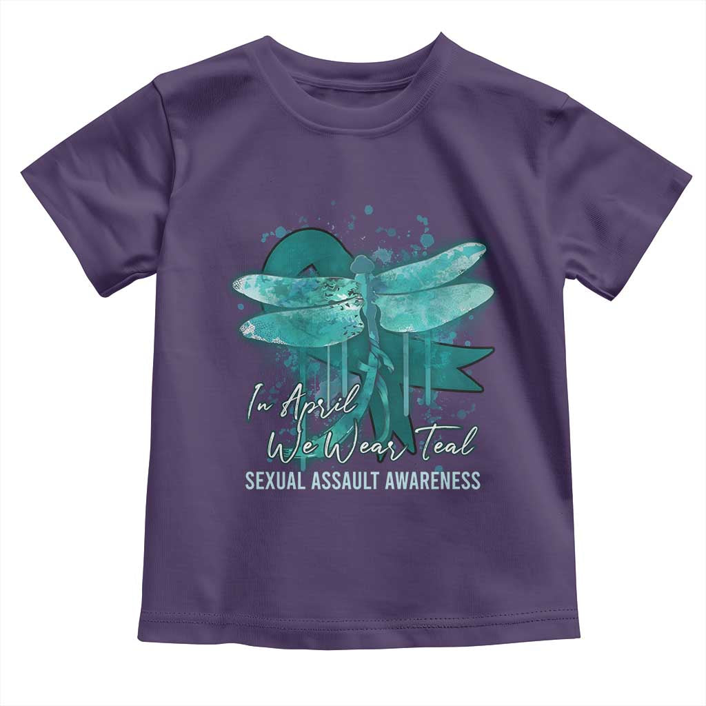 Sexual Assault Awareness Toddler T Shirt In April We Wear Teal Ribbon Butterfly TS02 Purple Print Your Wear