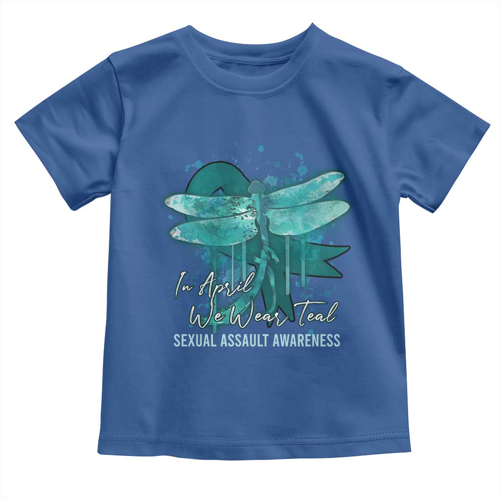 Sexual Assault Awareness Toddler T Shirt In April We Wear Teal Ribbon Butterfly TS02 Royal Blue Print Your Wear