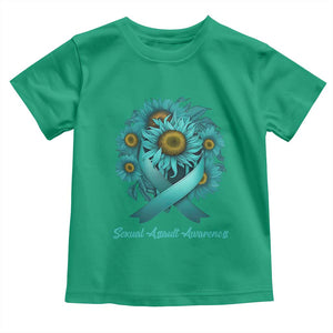 Sexual Assault Awareness Toddler T Shirt Teal Ribbon Sunflowers Support TS02 Irish Green Print Your Wear