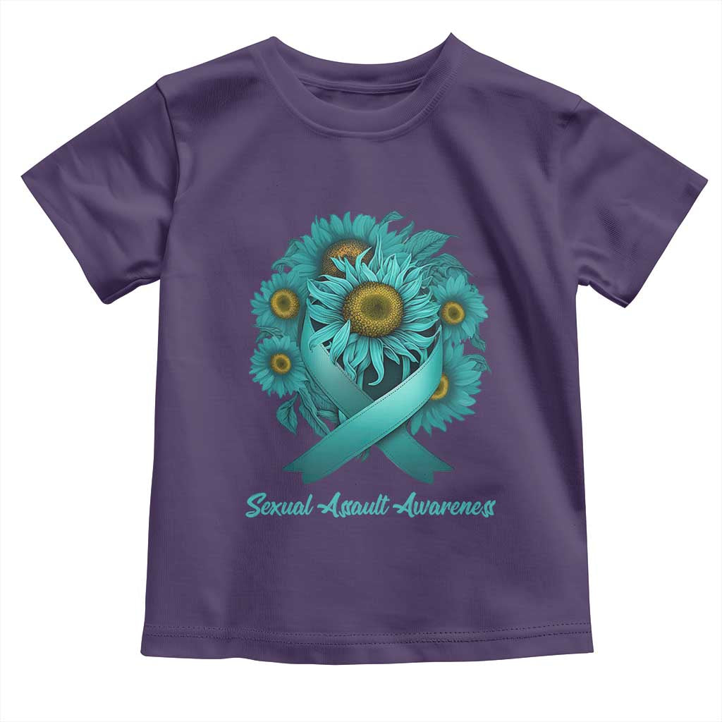 Sexual Assault Awareness Toddler T Shirt Teal Ribbon Sunflowers Support TS02 Purple Print Your Wear