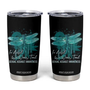 Sexual Assault Awareness Tumbler Cup In April We Wear Teal Ribbon Butterfly TS02 Black Print Your Wear