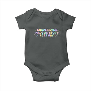 Shade Never Made Anybody Less Gay Baby Onesie LGBTQ Pride TS10 Dark Heather Print Your Wear