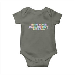 Shade Never Made Anybody Less Gay Baby Onesie LGBTQ Pride TS10 Military Green Print Your Wear