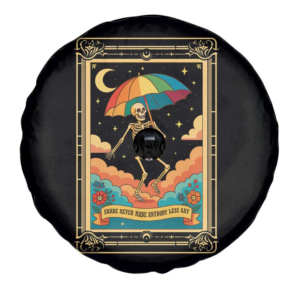 Shade Never Made Anybody Less Gay Spare Tire Cover Funny Skeleton Rainbow Pride Month TS10 Print Your Wear