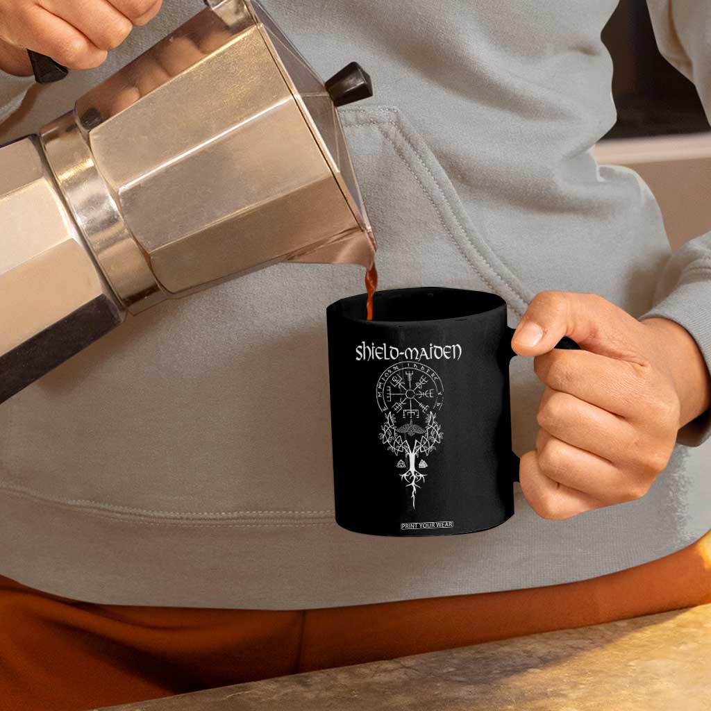 Shield Maiden Coffee Mug Female Warrior Scandinavian Folklore Mythology TS09 Print Your Wear