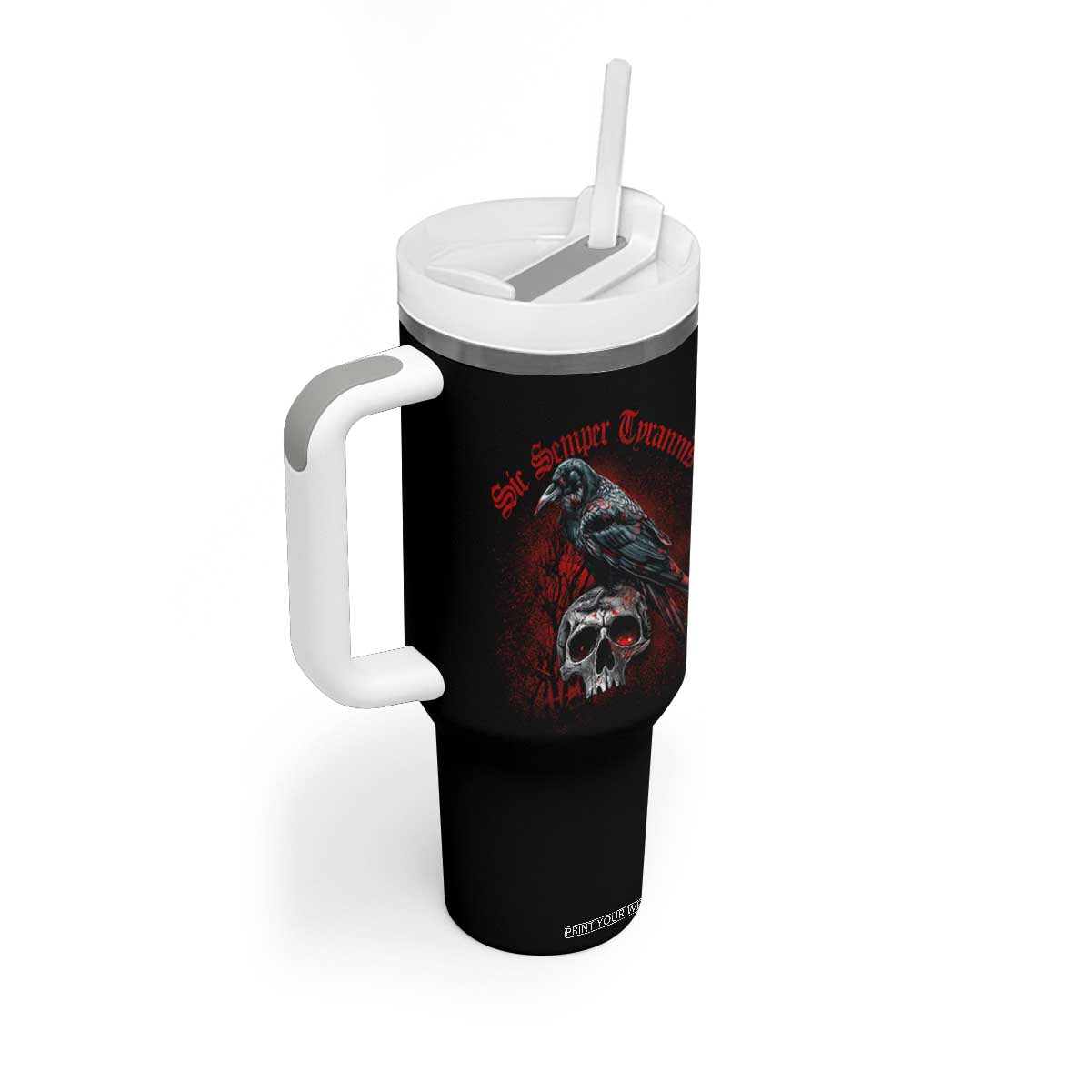 Sic Semper Tyrannis & Raven Tumbler With Handle Protest Feminist Activist TS10 Print Your Wear
