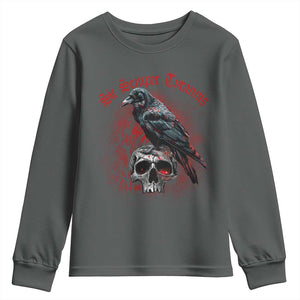 Sic Semper Tyrannis & Raven Youth Sweatshirt Protest Feminist Activist TS10 Dark Heather Print Your Wear