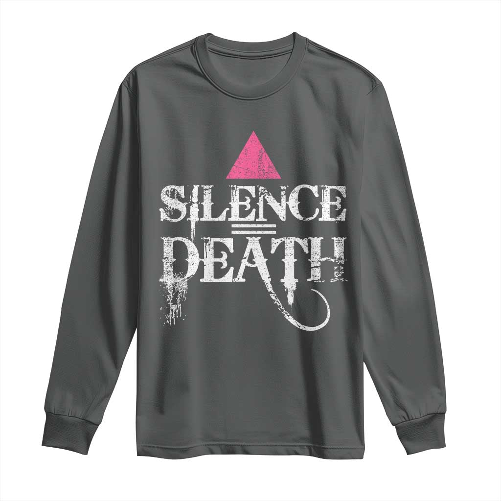 Silence Death Long Sleeve Shirt LGBTQ Pride Month TS10 Dark Heather Print Your Wear