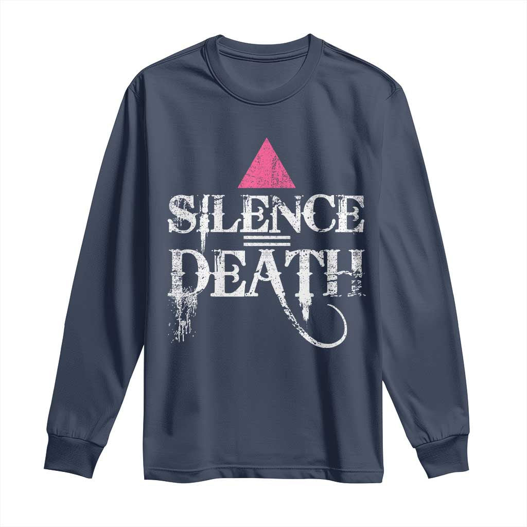 Silence Death Long Sleeve Shirt LGBTQ Pride Month TS10 Navy Print Your Wear