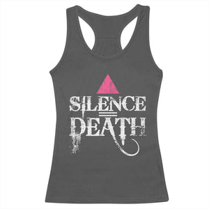 Silence Death Racerback Tank Top LGBTQ Pride Month TS10 Dark Heather Print Your Wear