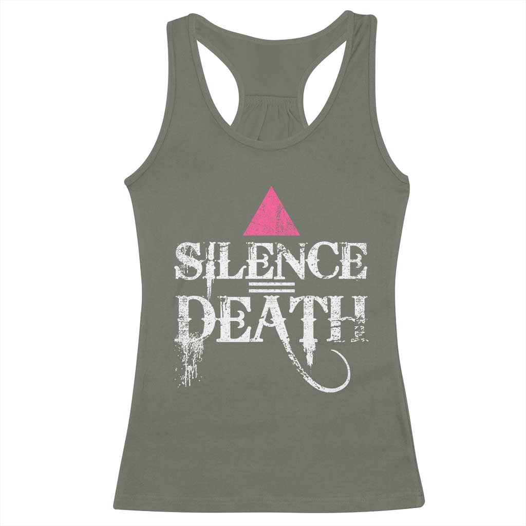 Silence Death Racerback Tank Top LGBTQ Pride Month TS10 Military Green Print Your Wear