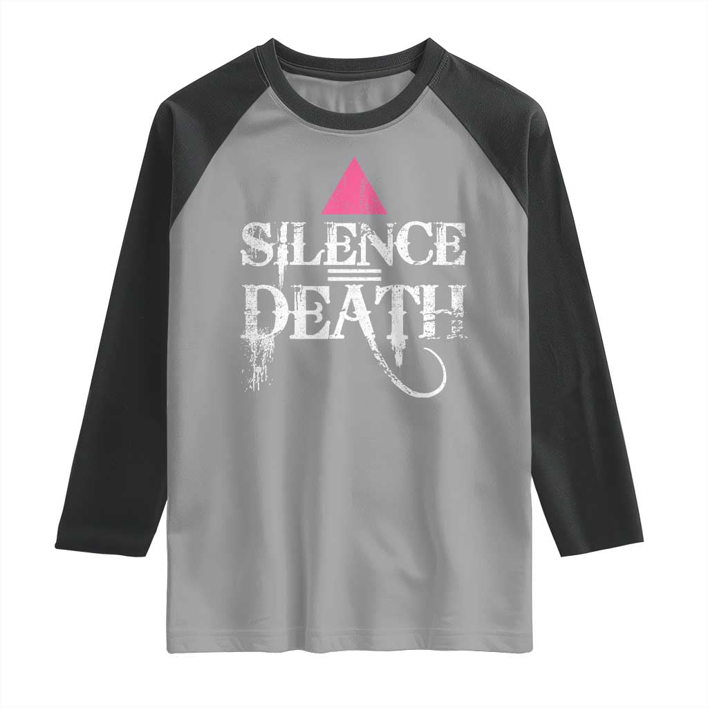 Silence Death Raglan Shirt LGBTQ Pride Month TS10 Sport Gray Black Print Your Wear