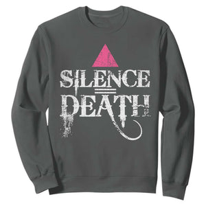 Silence Death Sweatshirt LGBTQ Pride Month TS10 Dark Heather Print Your Wear