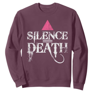 Silence Death Sweatshirt LGBTQ Pride Month TS10 Maroon Print Your Wear