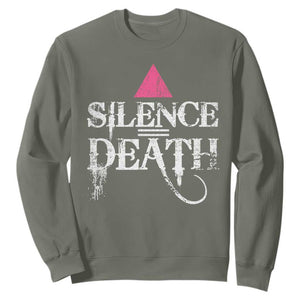 Silence Death Sweatshirt LGBTQ Pride Month TS10 Military Green Print Your Wear