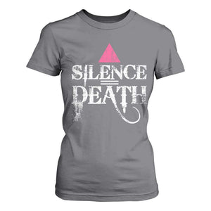 Silence Death T Shirt For Women LGBTQ Pride Month TS10 Charcoal Print Your Wear