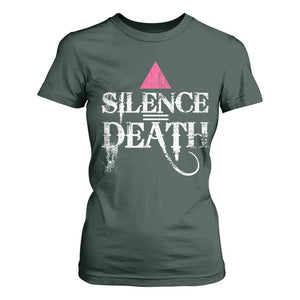 Silence Death T Shirt For Women LGBTQ Pride Month TS10 Dark Forest Green Print Your Wear