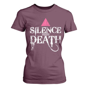 Silence Death T Shirt For Women LGBTQ Pride Month TS10 Maroon Print Your Wear