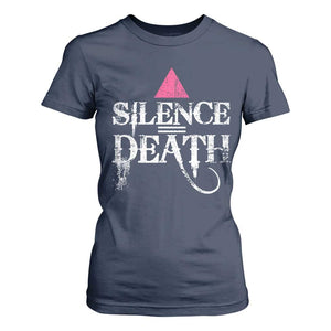 Silence Death T Shirt For Women LGBTQ Pride Month TS10 Navy Print Your Wear