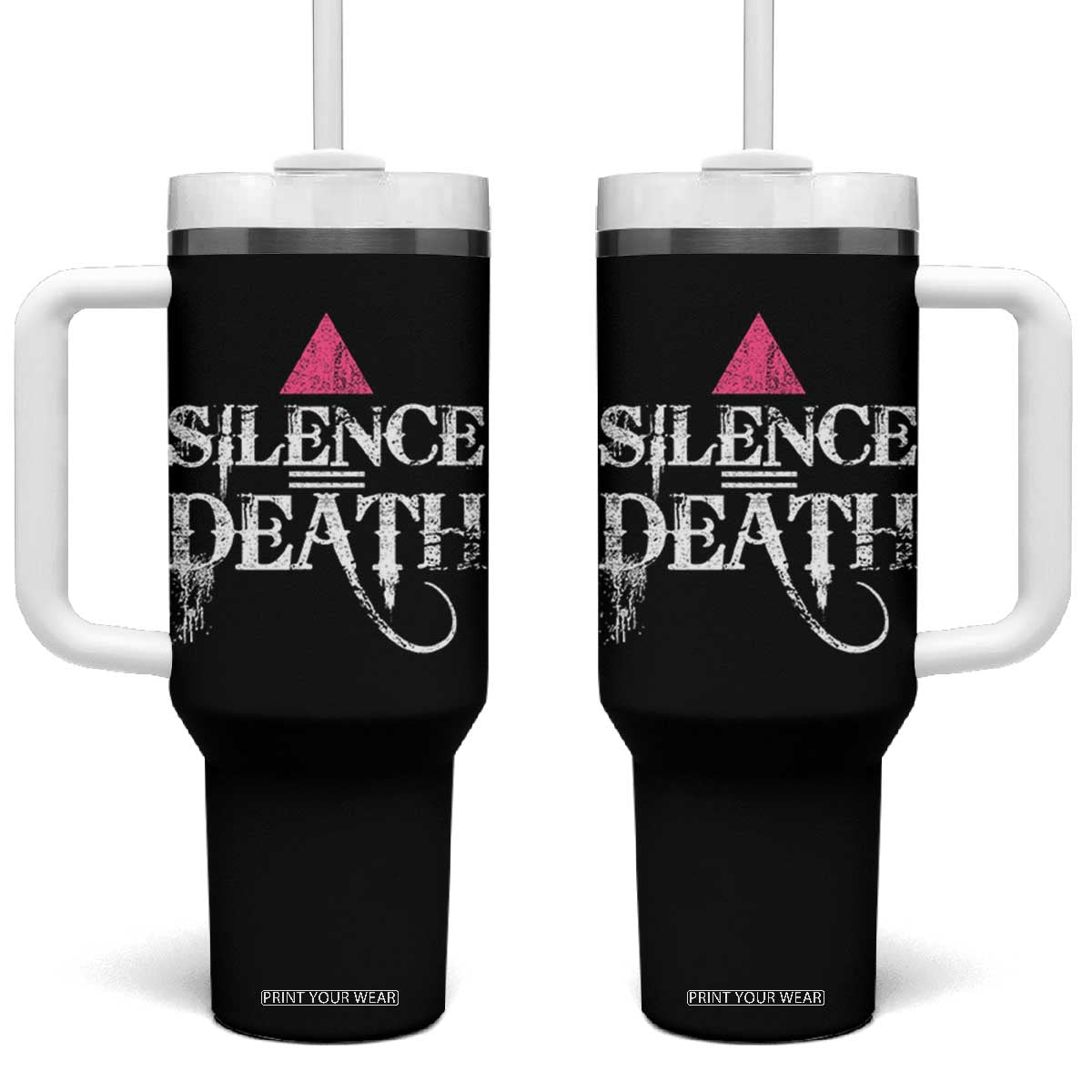 Silence Death Tumbler With Handle LGBTQ Pride Month TS10 One Size: 40 oz Black Print Your Wear