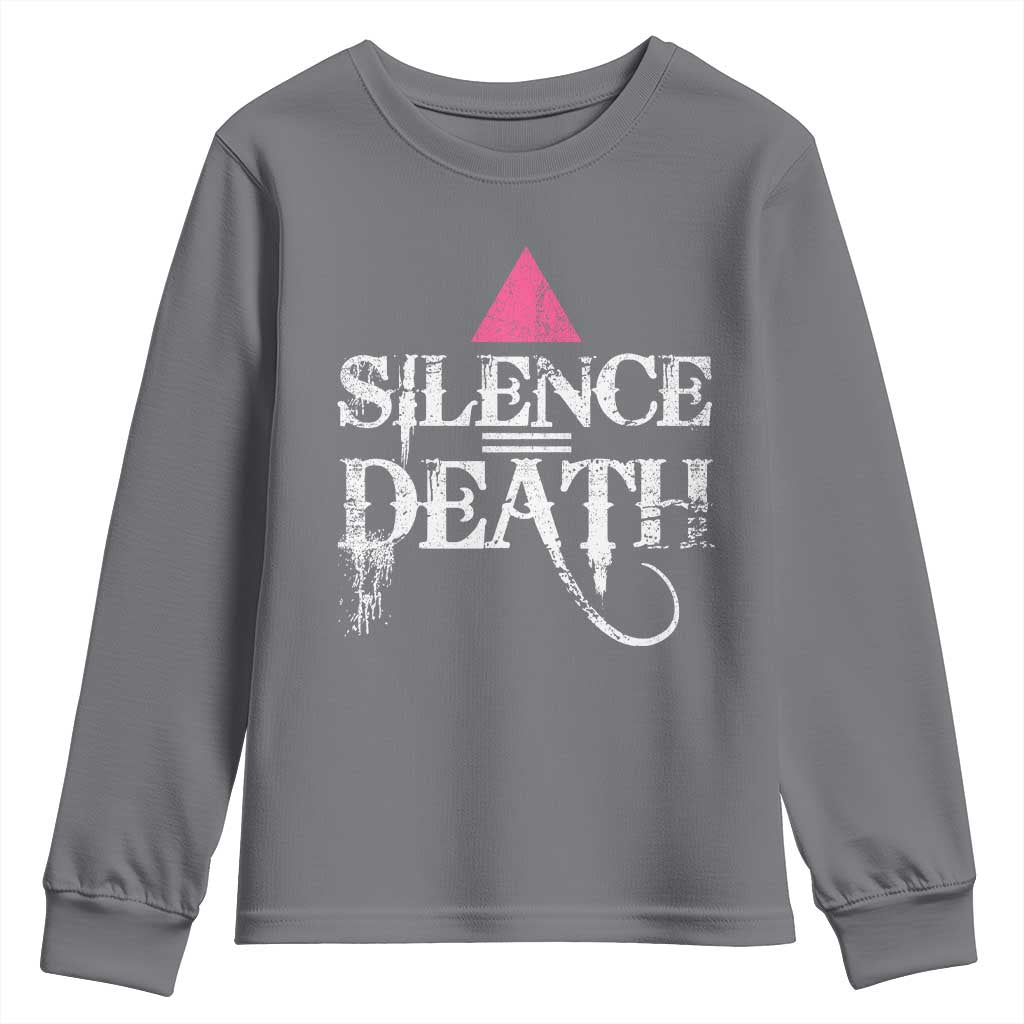 Silence Death Youth Sweatshirt LGBTQ Pride Month TS10 Charcoal Print Your Wear