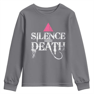 Silence Death Youth Sweatshirt LGBTQ Pride Month TS10 Charcoal Print Your Wear