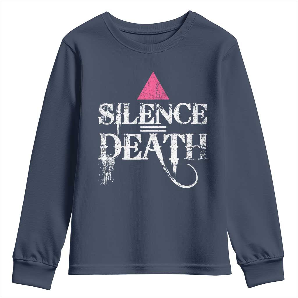 Silence Death Youth Sweatshirt LGBTQ Pride Month TS10 Navy Print Your Wear