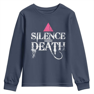 Silence Death Youth Sweatshirt LGBTQ Pride Month TS10 Navy Print Your Wear