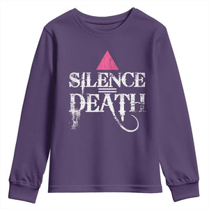 Silence Death Youth Sweatshirt LGBTQ Pride Month TS10 Purple Print Your Wear