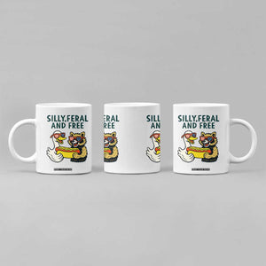 Silly Feral and Free Coffee Mug Funny Goose and Raccoon 4th of July Patriotic TS02 Print Your Wear