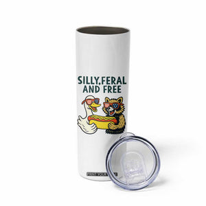 Silly Feral and Free Skinny Tumbler Funny Goose and Raccoon 4th of July Patriotic TS02 Print Your Wear