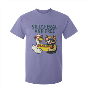 Silly Feral and Free T Shirt For Kid Funny Goose and Raccoon 4th of July Patriotic TS02 Violet Print Your Wear
