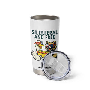 Silly Feral and Free Tumbler Cup Funny Goose and Raccoon 4th of July Patriotic TS02 Print Your Wear