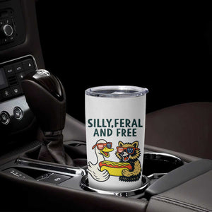 Silly Feral and Free Tumbler Cup Funny Goose and Raccoon 4th of July Patriotic TS02 Print Your Wear