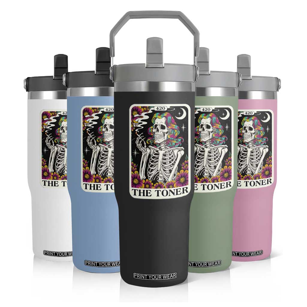 Skeleton 420 Cannabis Flip Straw Tumbler Tarot Card The Stoner Weed Lover TS02 Print Your Wear