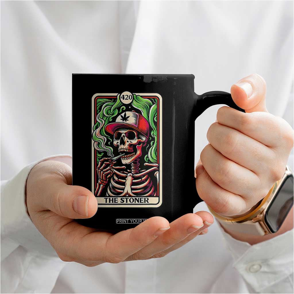 Skeleton 420 The Stoner Coffee Mug Retro Tarot Card Weed Lover Cannabis Trippy Vibes TS02 Print Your Wear