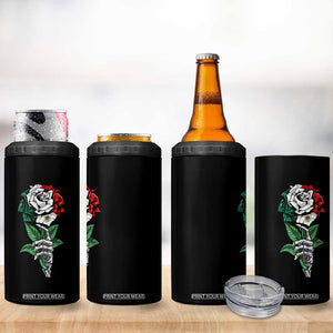 Skeleton Hand Holding Mexico Flag Rose 4 in 1 Can Cooler Tumbler Dia De Los Muertos TS10 Print Your Wear