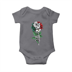 Skeleton Hand Holding Mexico Flag Rose Baby Onesie Dia De Los Muertos TS10 Charcoal Print Your Wear
