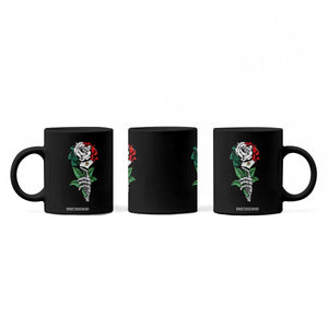 Skeleton Hand Holding Mexico Flag Rose Coffee Mug Dia De Los Muertos TS10 Print Your Wear