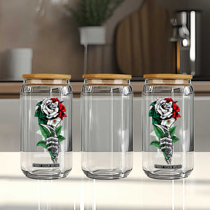 Skeleton Hand Holding Mexico Flag Rose Glass Can Dia De Los Muertos TS10 Print Your Wear