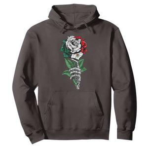 Skeleton Hand Holding Mexico Flag Rose Hoodie Dia De Los Muertos TS10 Dark Chocolate Print Your Wear