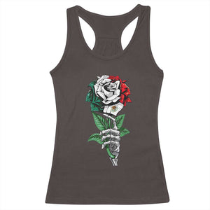 Skeleton Hand Holding Mexico Flag Rose Racerback Tank Top Dia De Los Muertos TS10 Dark Chocolate Print Your Wear