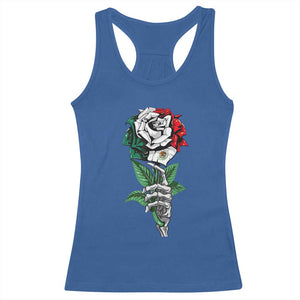 Skeleton Hand Holding Mexico Flag Rose Racerback Tank Top Dia De Los Muertos TS10 Royal Blue Print Your Wear