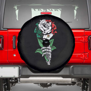 Skeleton Hand Holding Mexico Flag Rose Spare Tire Cover Dia De Los Muertos TS10 Black Print Your Wear
