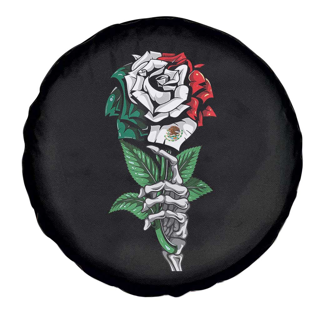 Skeleton Hand Holding Mexico Flag Rose Spare Tire Cover Dia De Los Muertos TS10 Print Your Wear